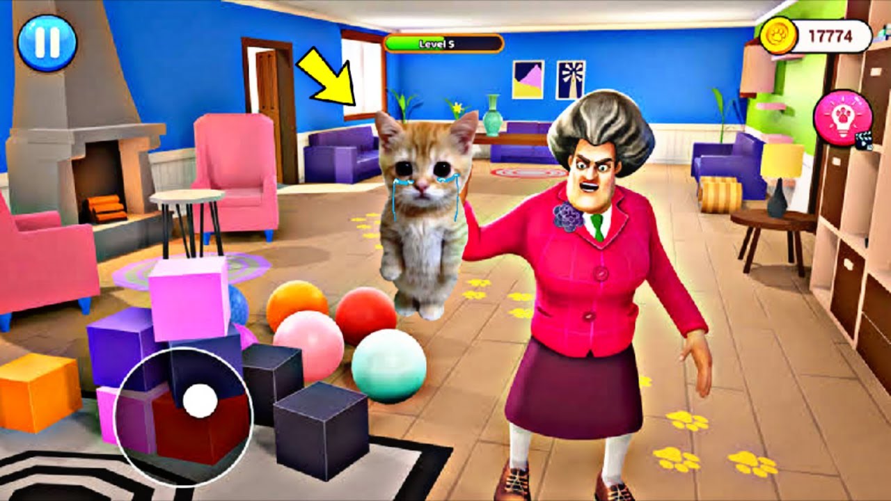 المعلمة الشريرة vs القطة الشقية l لعبة المعلمة الشريرة scary teacher 3d