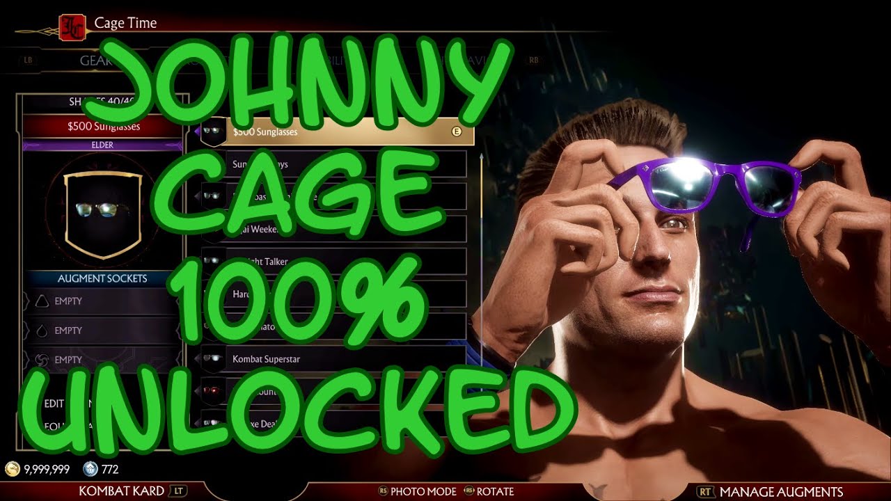 Johnny Cage Showcase - All Gear, Skins, Cinematics & Finishers Unlocked - Mortal Kombat 11