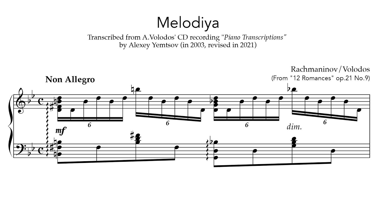 Rachmaninoff/Volodos - Melodiya Op. 21 No. 9 (Arcadi Volodos)