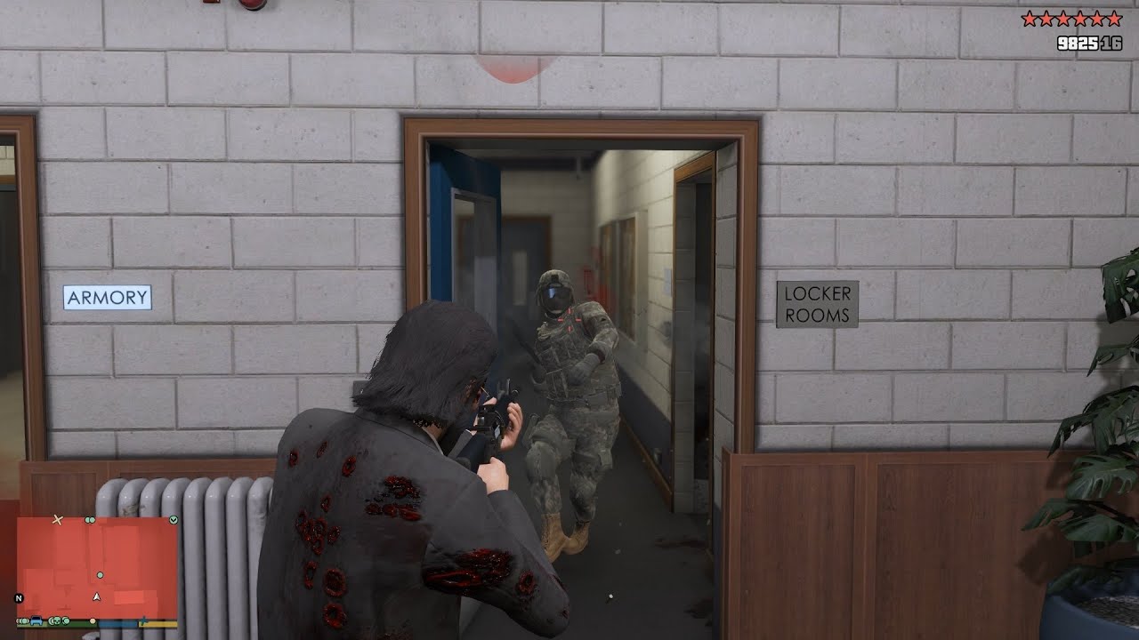 GTA V Insane Police Station Shootout + Red 10 Star Wanted Level Escape (RDE 4.1.2)