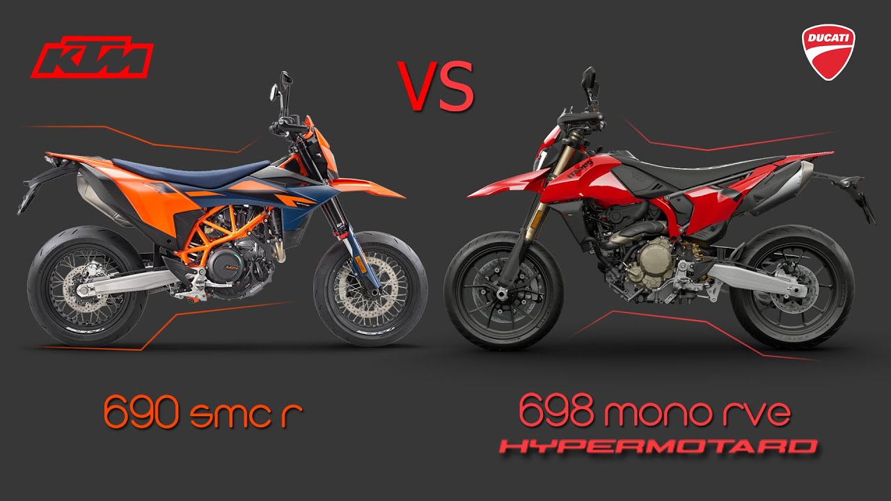 KTM 690 SMCR vs DUCATI 698 MONO RVE HYPERMOTARD | Comparison | Mileage | Top Speed | Price | BI