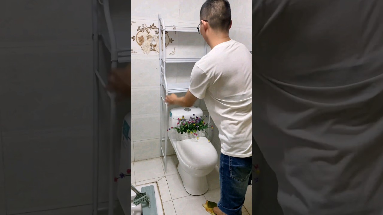 # punch-free storage rack bathroom #storage rack #toilet storage rack #washing machine storage rack