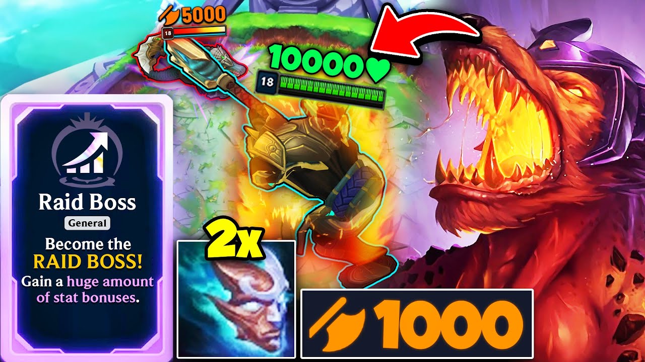 When Nasus gets 1,000 AD and 10,000 Health he ascends into a RAIDBOSS