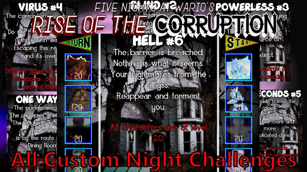 Five Nights at Wario's: Rise of the Corruption | All Custom Night Challenges Complete!