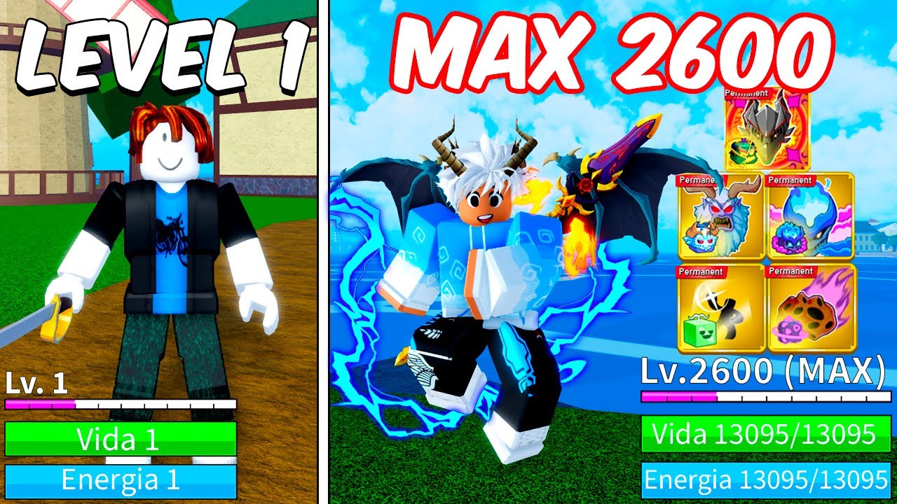 NOOB para o NIVEL MAXIMO usando as novas frutas REWORKS!