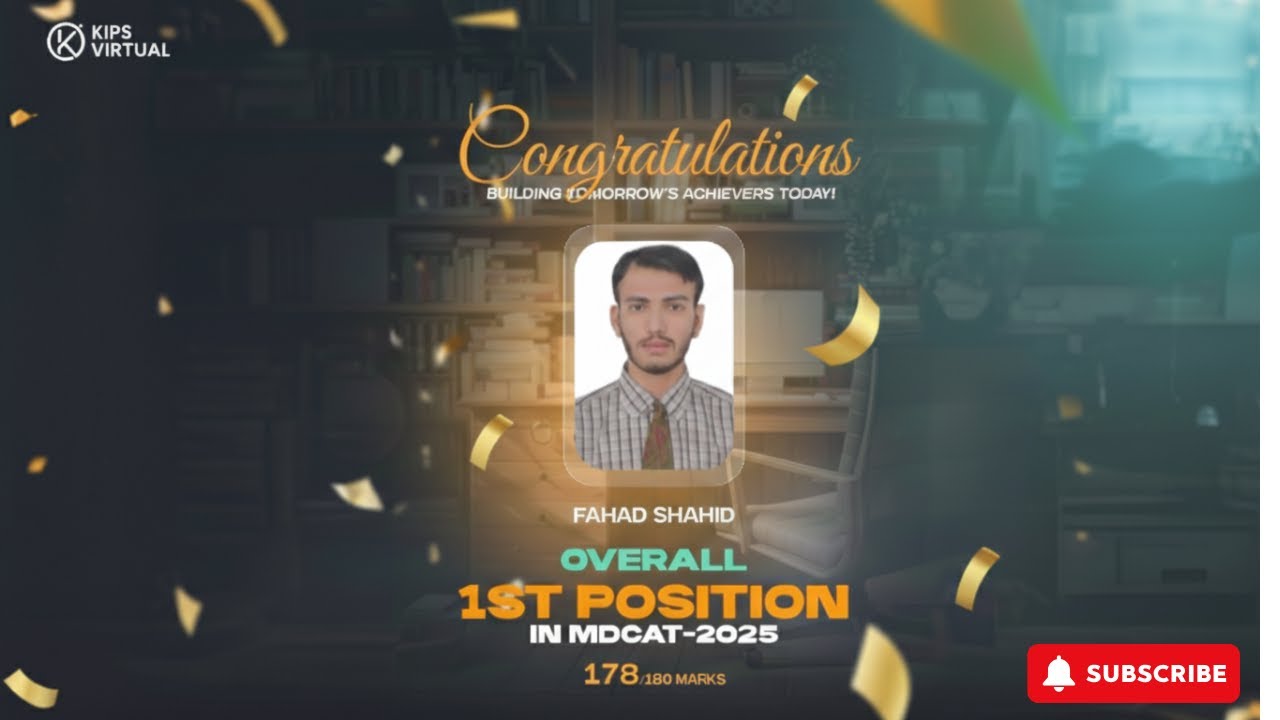 MDCAT 2025 TOPPER: How KIPS Virtual Secured 1st Position | Fahad Shahid's Success Story (178/180)