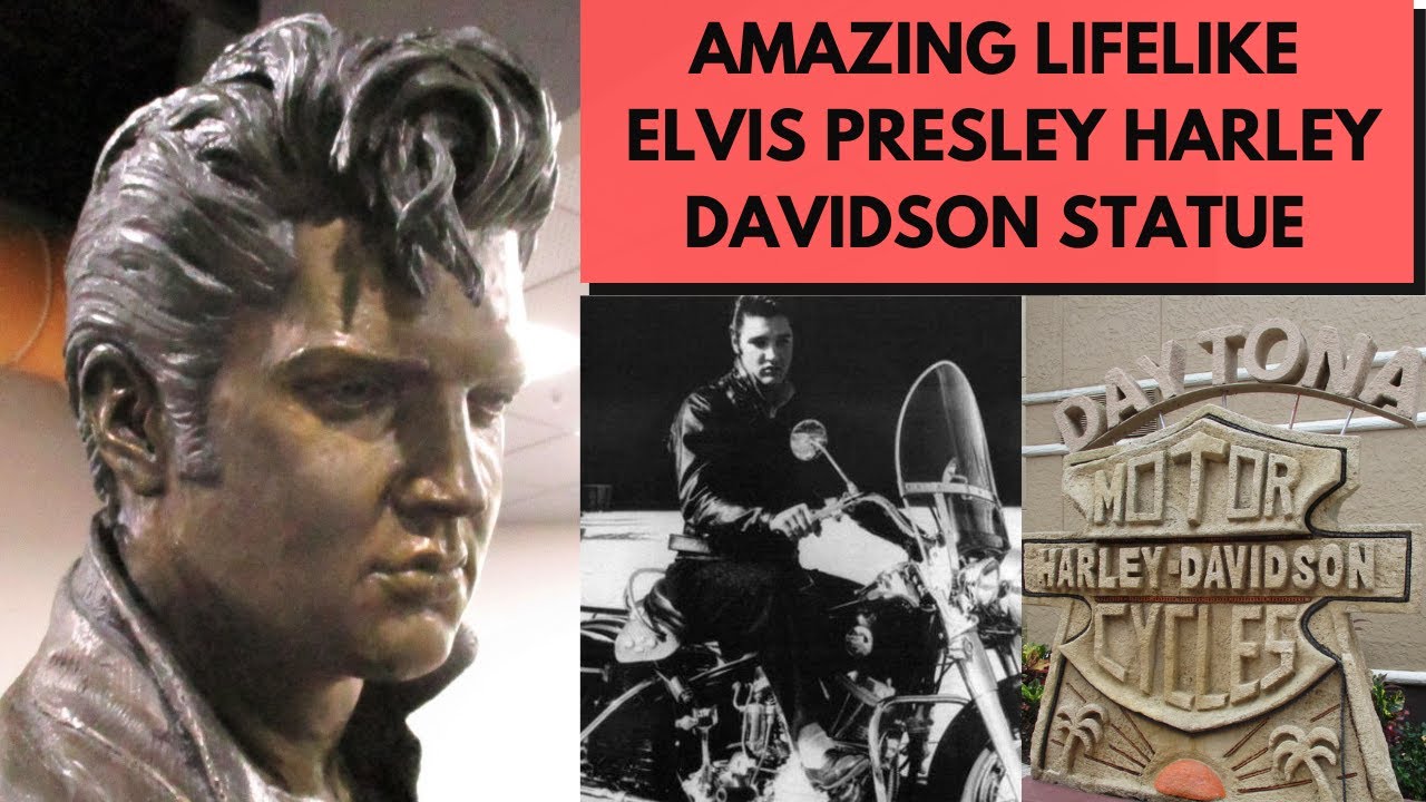 Amazing Elvis Presley Harley Davidson motorcycle statue - Daytona Beach, Florida