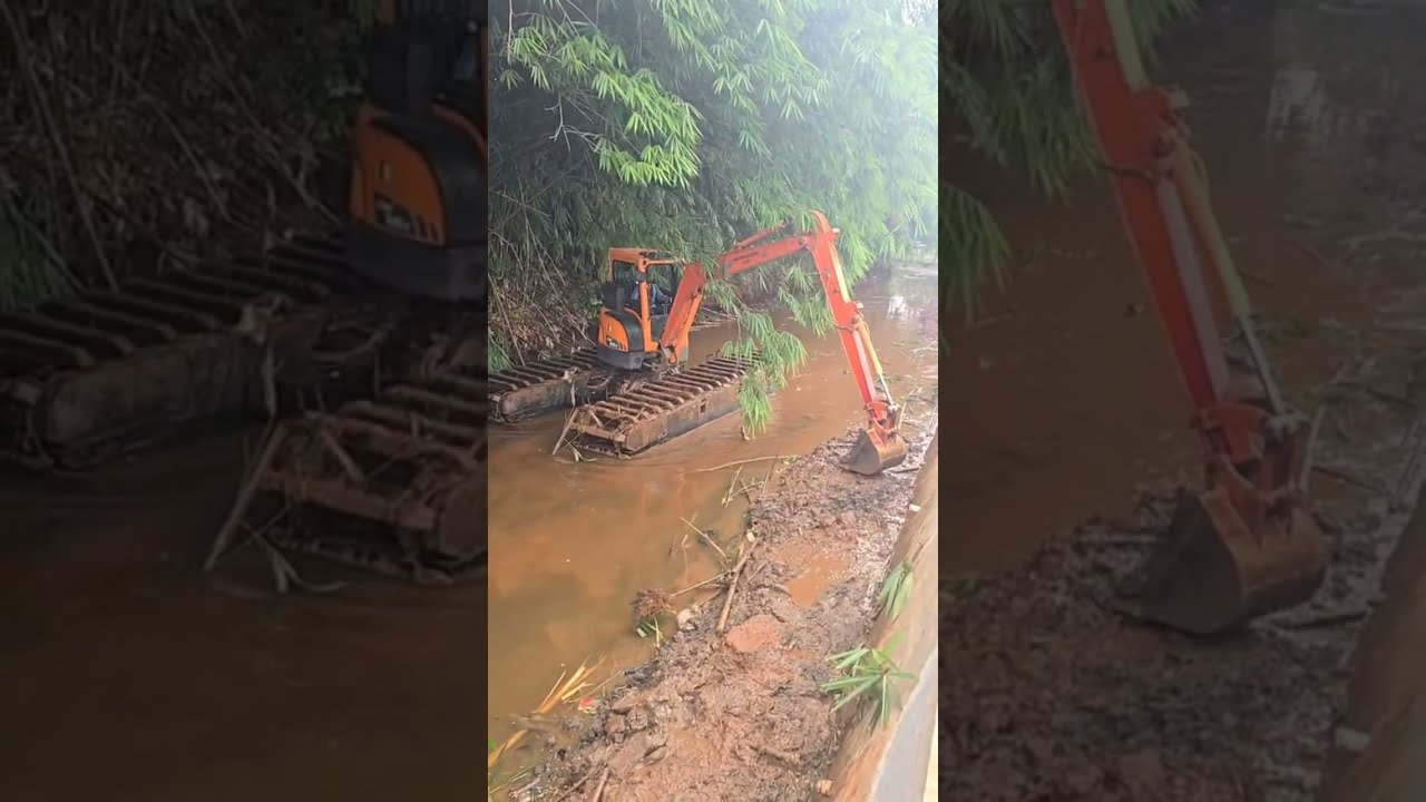 Surut Banget! Habis Hujan Excavator Doosan Normalisasi Outlet Situ 7 Muara
