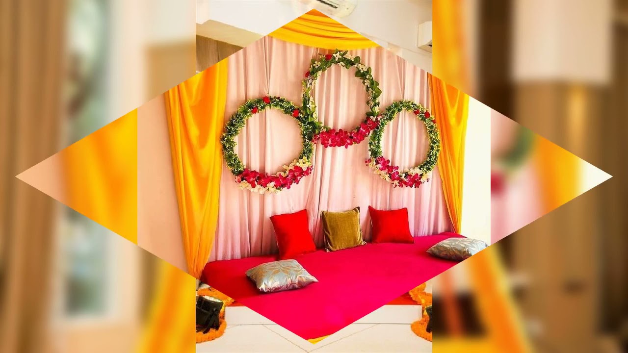 Simple stage decoration ideas for haldi ceremony at home