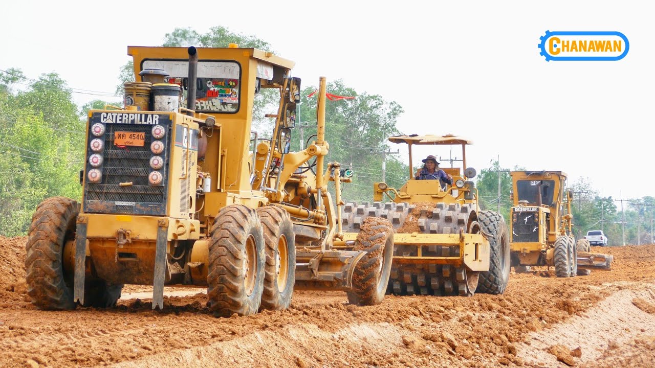 Construction ขบวนรถก่อสร้างถนน รถเกรด รถบด​ สุดยอดเครื่องจักรกลหนักลุยงานโหดๆ