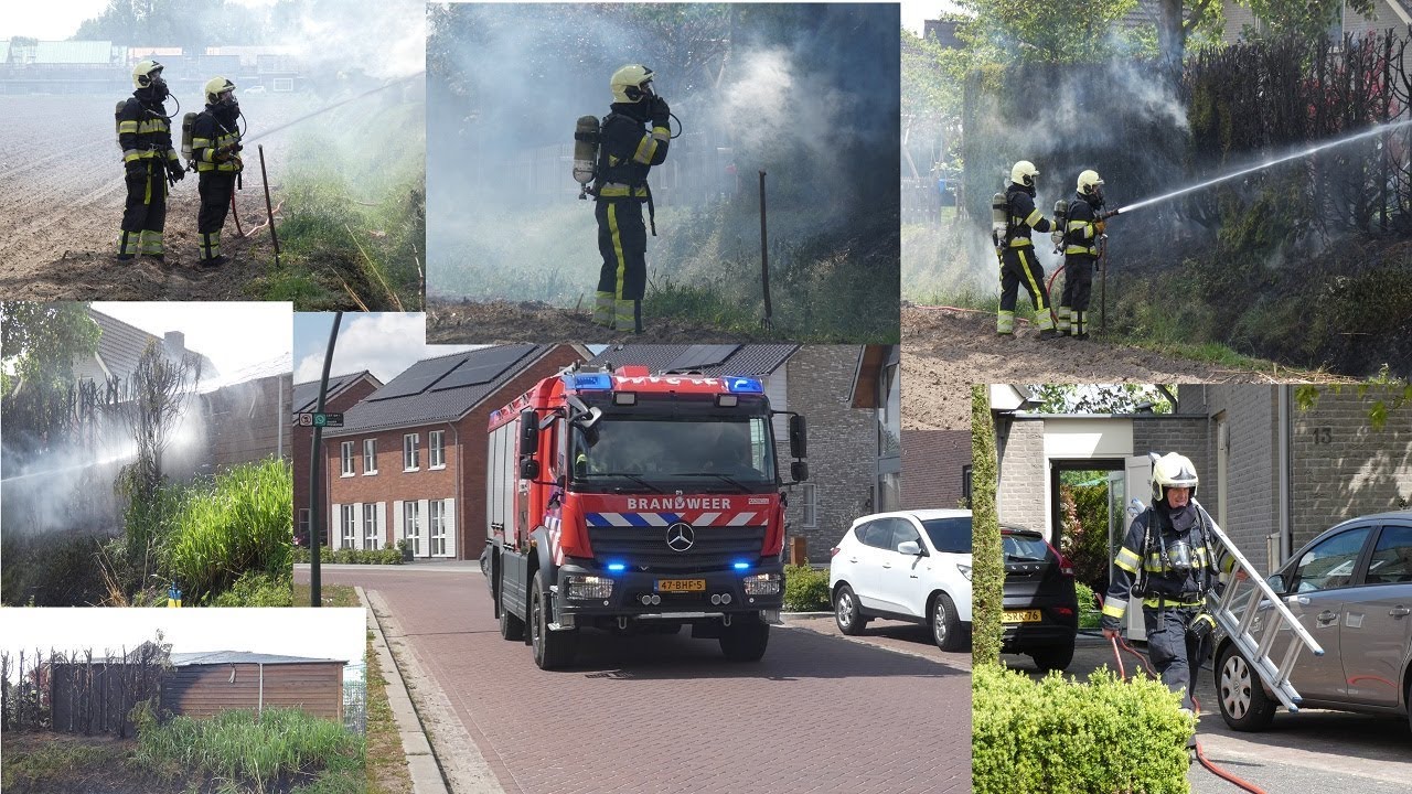 P1 Brandweer 4x4 TS 21-3441 met spoed naar heg brand aan de akkerwinde in Schaijk