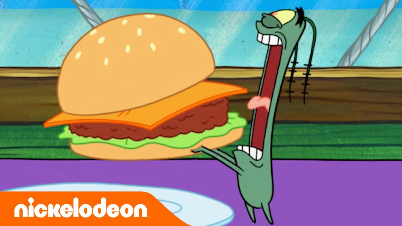 Bob Esponja | O Plankton come um Hambúrguer de Siri de uma vez só! | Nickelodeon em Português