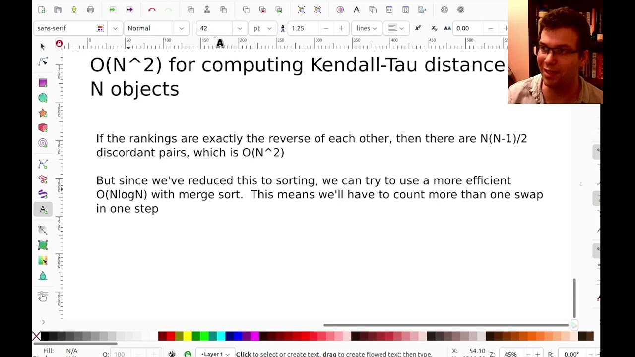 Data Structures And Algorithms: Computing Kendall Tau Distance in O(N log N) Time