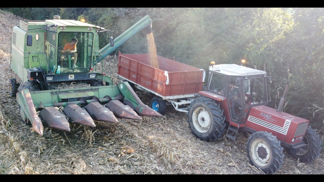 OLD STYLE John Deere 975  e Fiat 980 DT | Trebbiatura mais | Corn Harvesting | SOUND | FMARCO95 TEAM