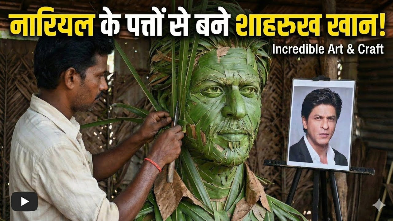 यकीन नहीं होगा! नारियल के पत्तों से बनाया SRK का चेहरा 🥥😱 | You Won't Believe This SRK Art 