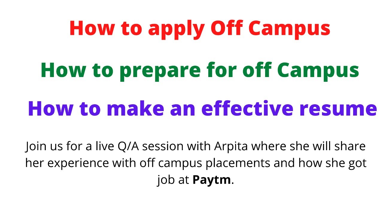 How to apply off campus placement and get job at good product based company