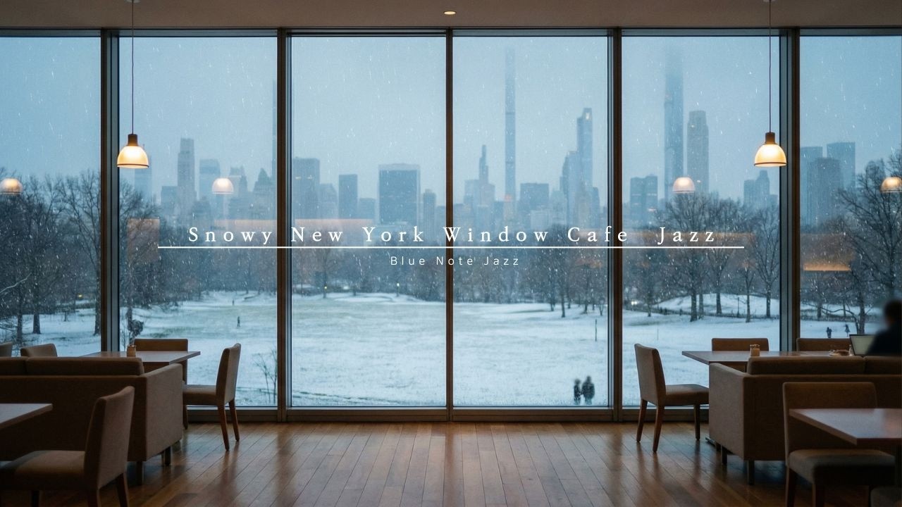창 밖, 설원의 센트럴파크❄️ㅣSnowy Central Park Window Cafe Jazzㅣ雪のセントラルパーク 窓辺カフェジャズ