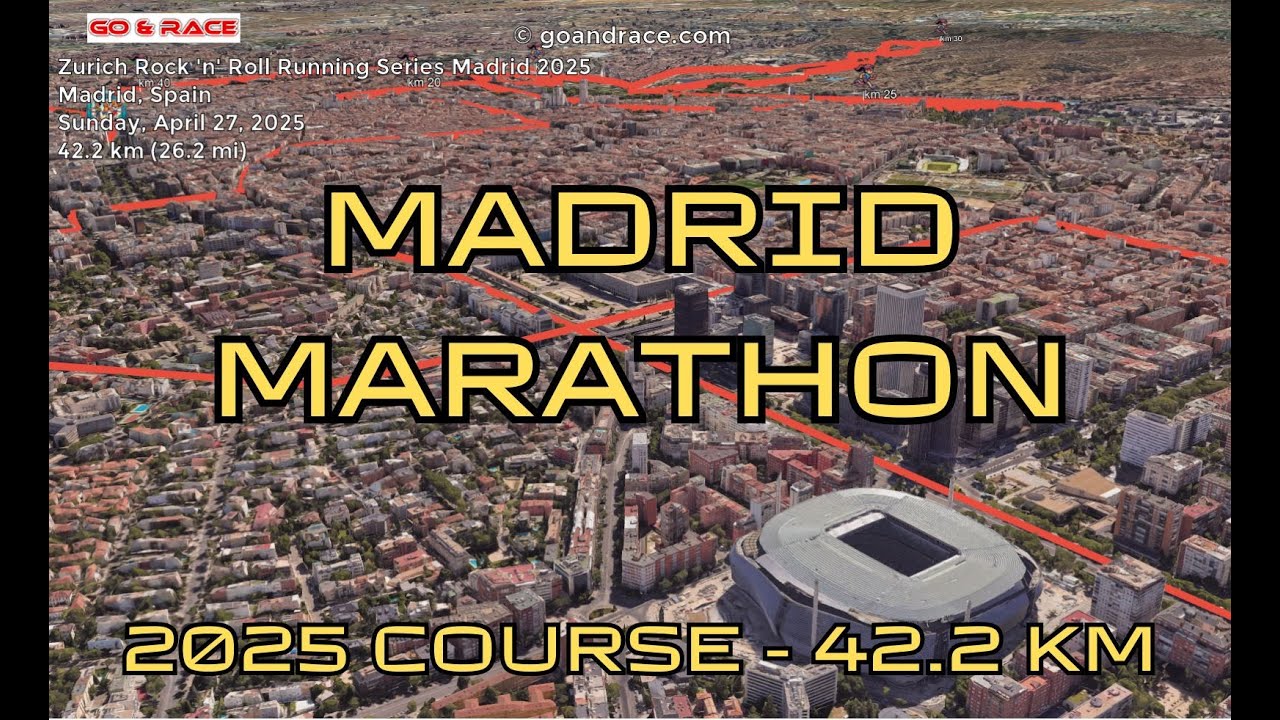 Zurich Rock n Roll Running Series Madrid 2025: fly over the marathon course! Video of the race path.