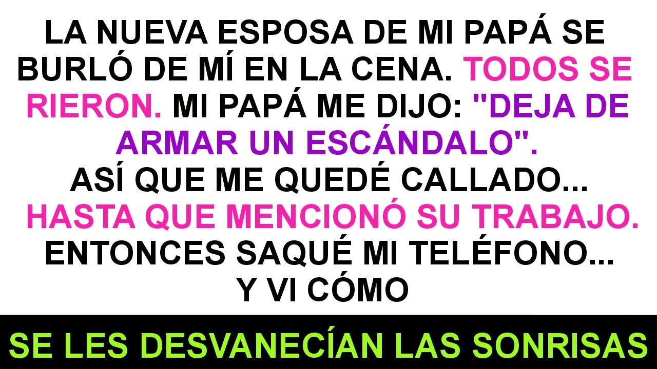 La Nueva Esposa De Mi Padre Se Burló De Mí En La Cena; Todos Se Rieron... Hasta Que Dije Una Frase