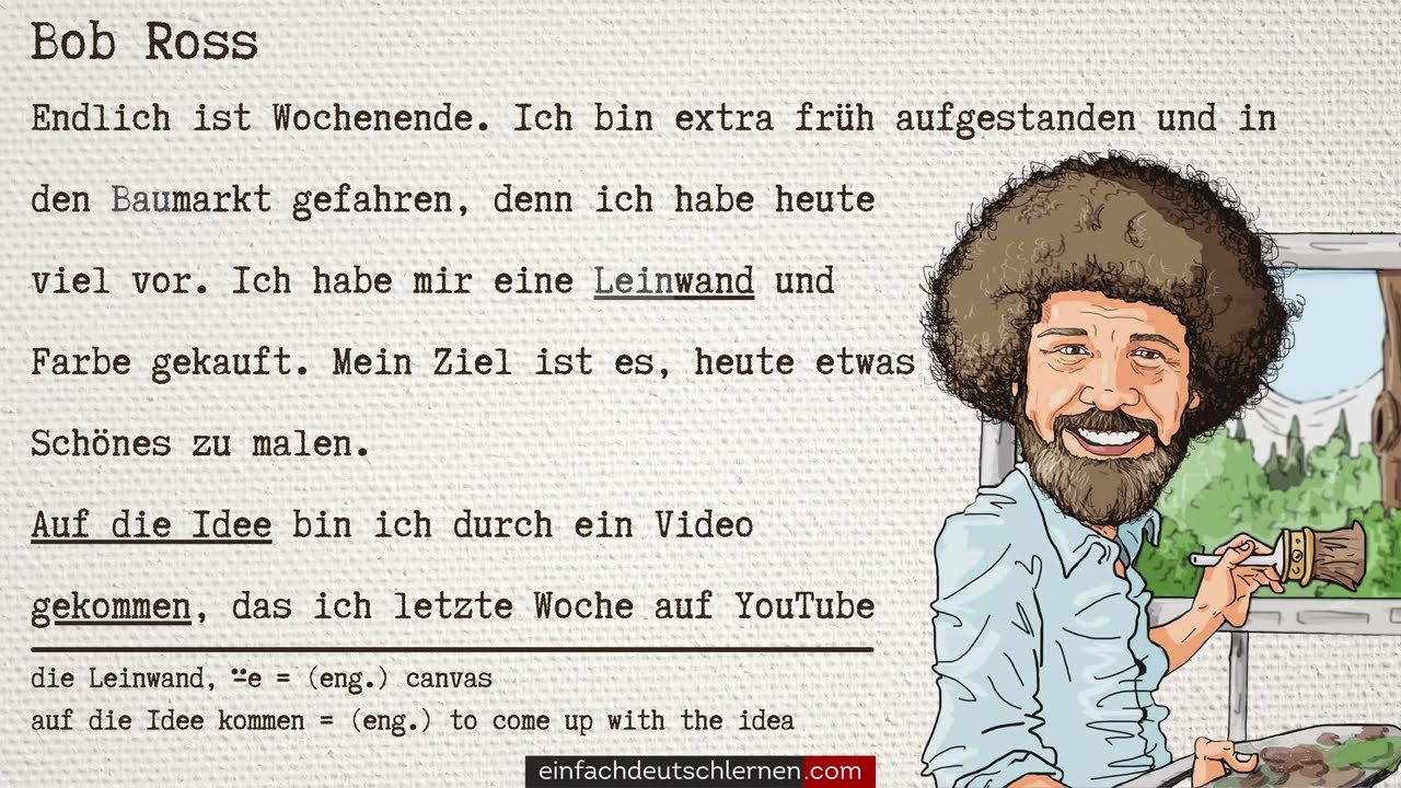 #403 Geschichte zum Lesen & Hören |Thema: Bob Ross | Deutsch lernen durch Hören Niveau: A2-B1 - DldH