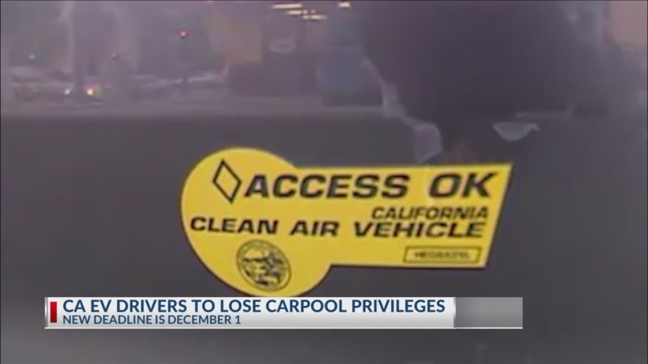 EV drivers in CA to lose access to carpool lanes Dec. 1