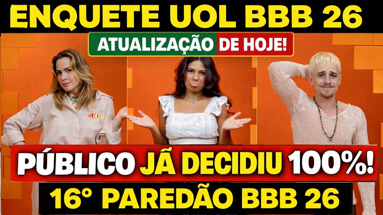ENQUETE DE SEGUNDA REVELA QUEM SERA ELIMINADO DO BBB 26 HOJE ENTRE JULIANO, GABY, ANA PAULA