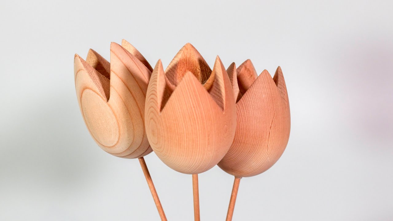 Woodturning - Turning Spruce Wood Into  Flowers