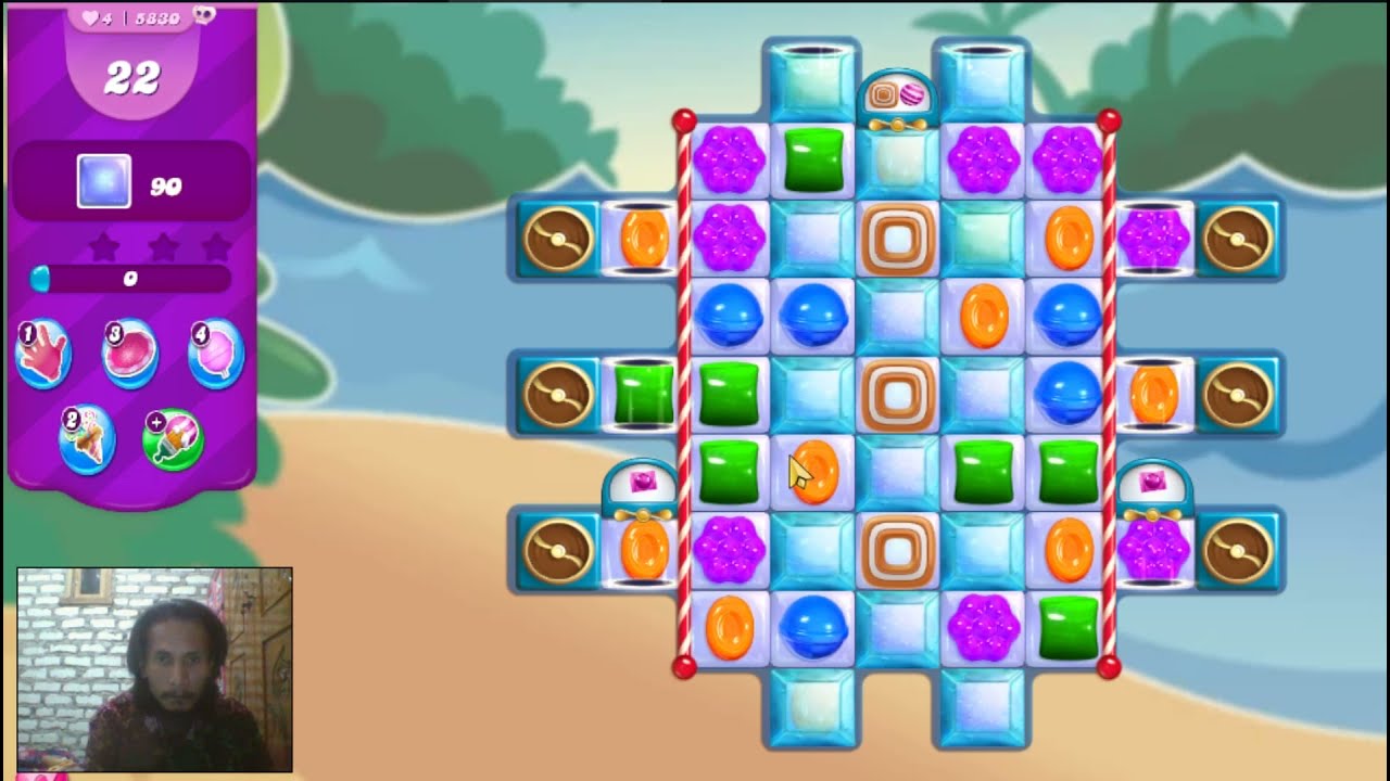 Candy Crush Saga Level 5830 - 2 Stars, 22 Moves Completed, No Boosters