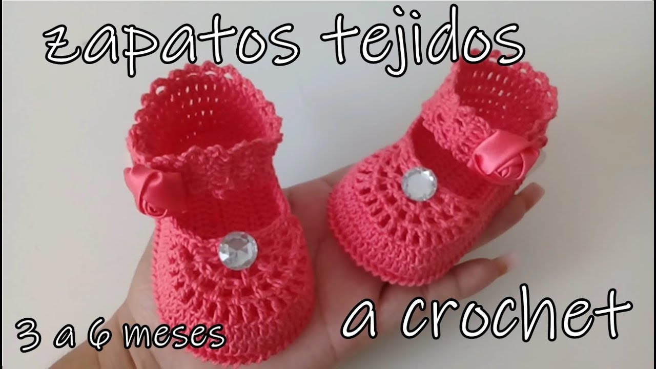 zapatitos tejidos a crochet -modelo betty -3 a 6 meses