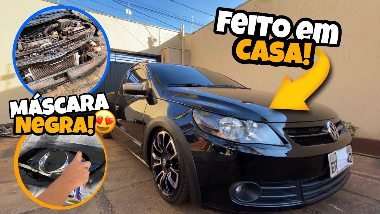 COLOCAMOS MÁSCARA  NEGRA NO FAROL DA SAVEIRO ( FEITO EM CASA )