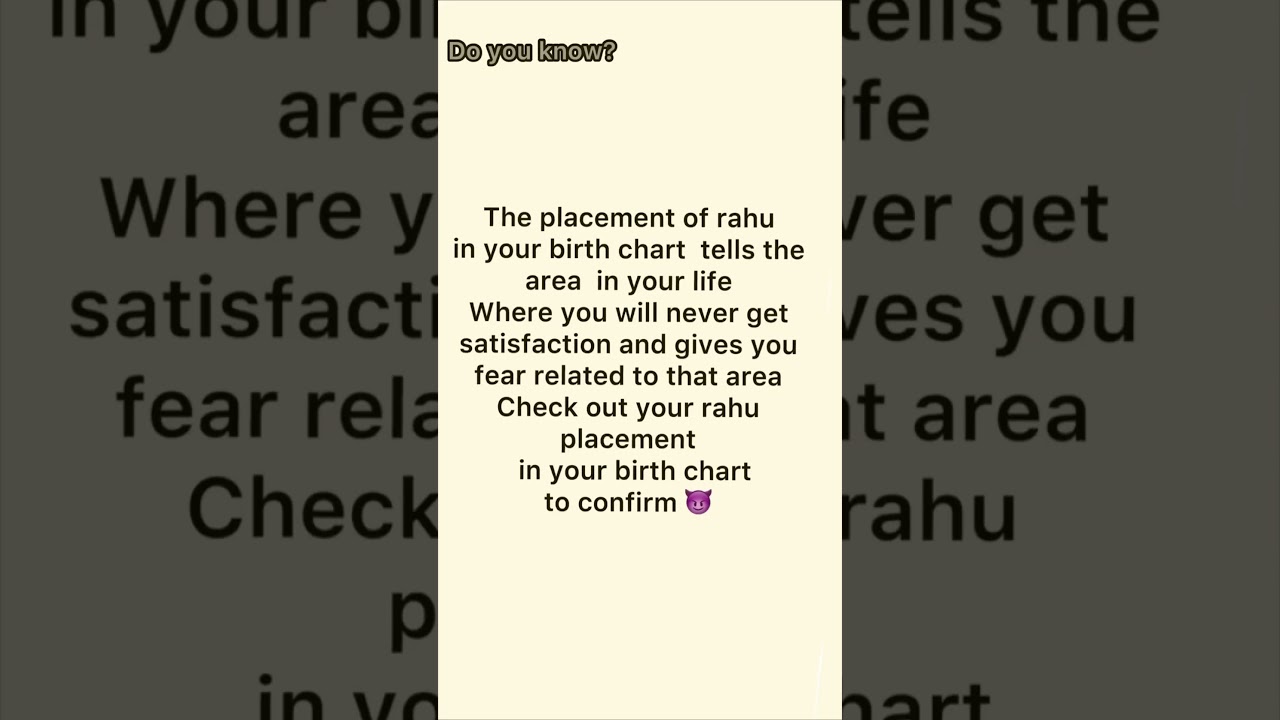Rahu placement in birth chart #astrology #rahu #zodiac #horoscope #birthchart #lagnachart #kundli