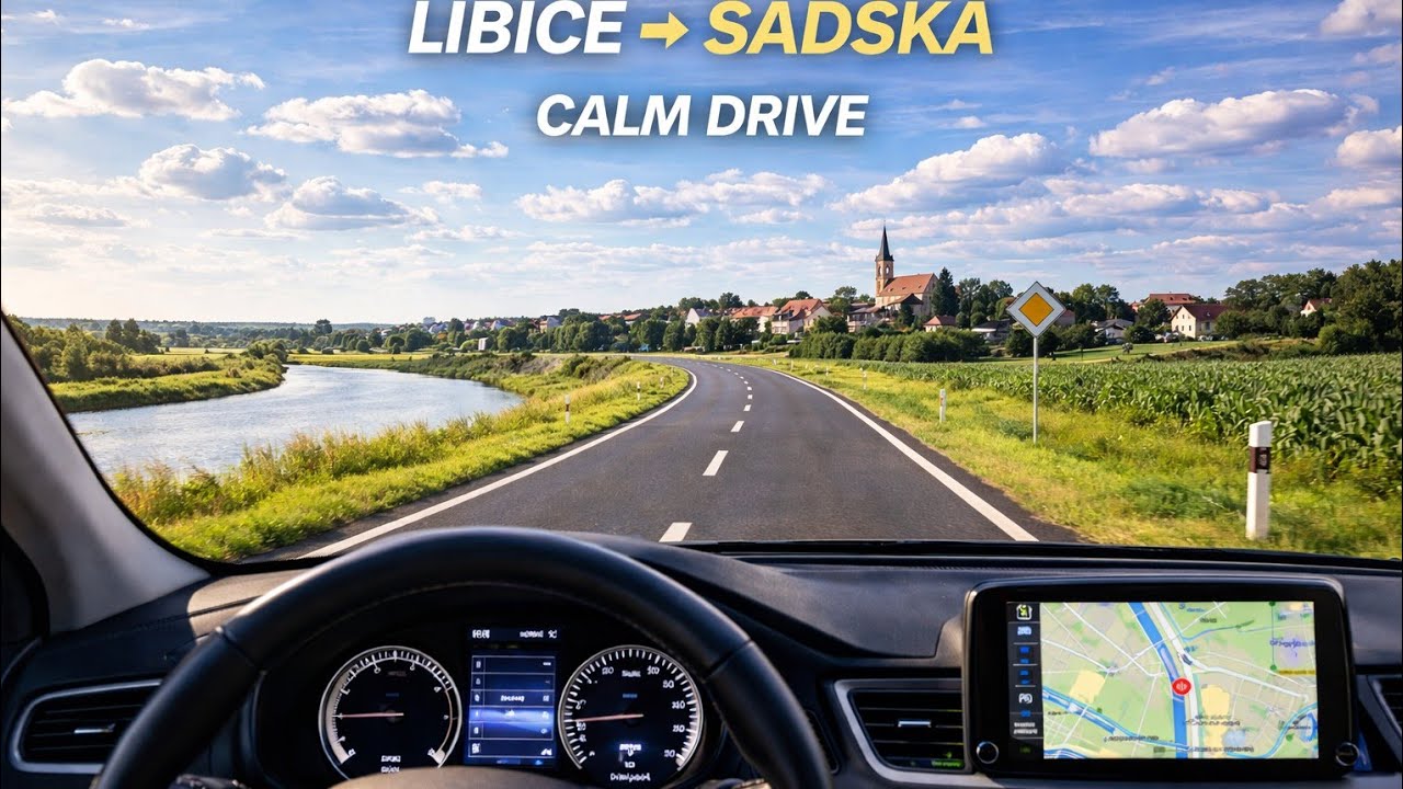 🚗 Libice nad Cidlinou → Sadská | Calm Driving | 4K | No Talking