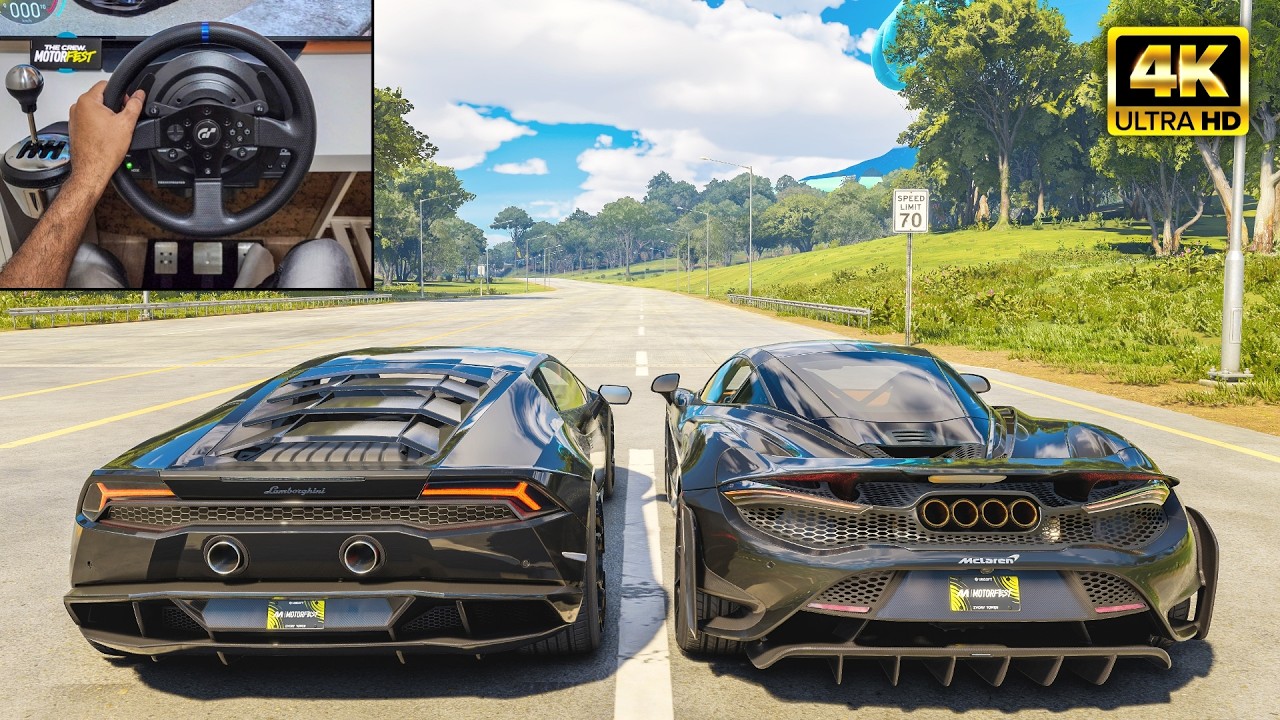 McLaren 765LT & Lamborghini Huracán EVO | The Crew Motorfest |  Thrustmaster T300RS gameplay