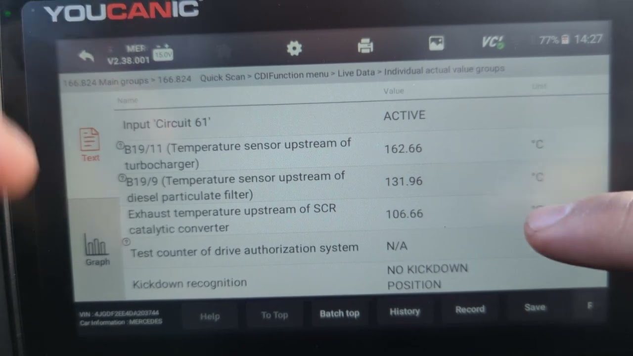 Mercedes-Benz OM642 3.0L Diesel Sprinter Bluetec CDI Health Check Diagnose with YOUCANIC Scanner