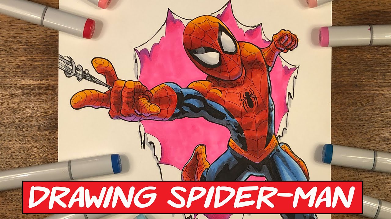 DRAWING SPIDERMAN, with COPIC markers |Spider-man tekenen, hoe teken je Spider-man | Draw Mania