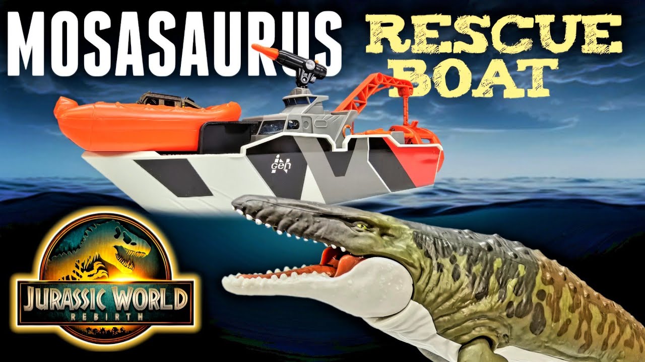 Mattel Jurassic World Rebirth Mosasaurus Rescue Boat Review!!! Matchbox!!!