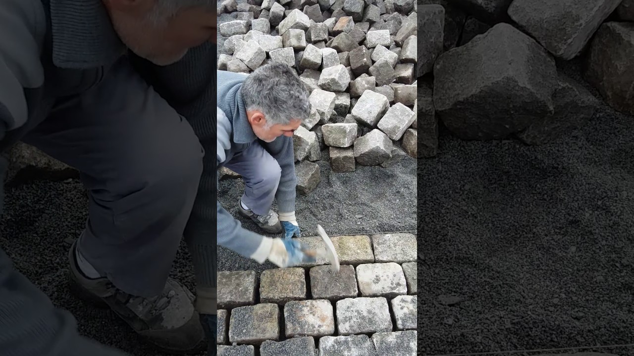 POSE DE PAVES DE RECUPERATION 14/20/14 SUR  GRAVIER