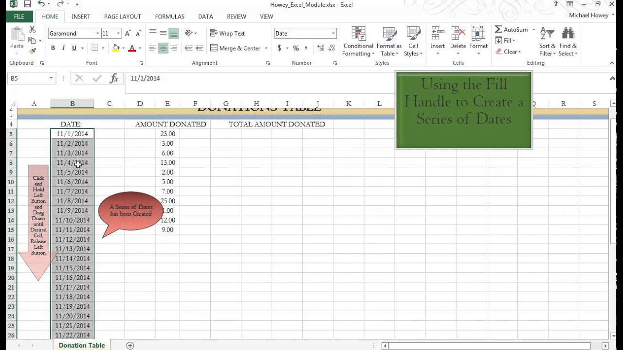 Microsoft Excel's Fill Handle Tutorial