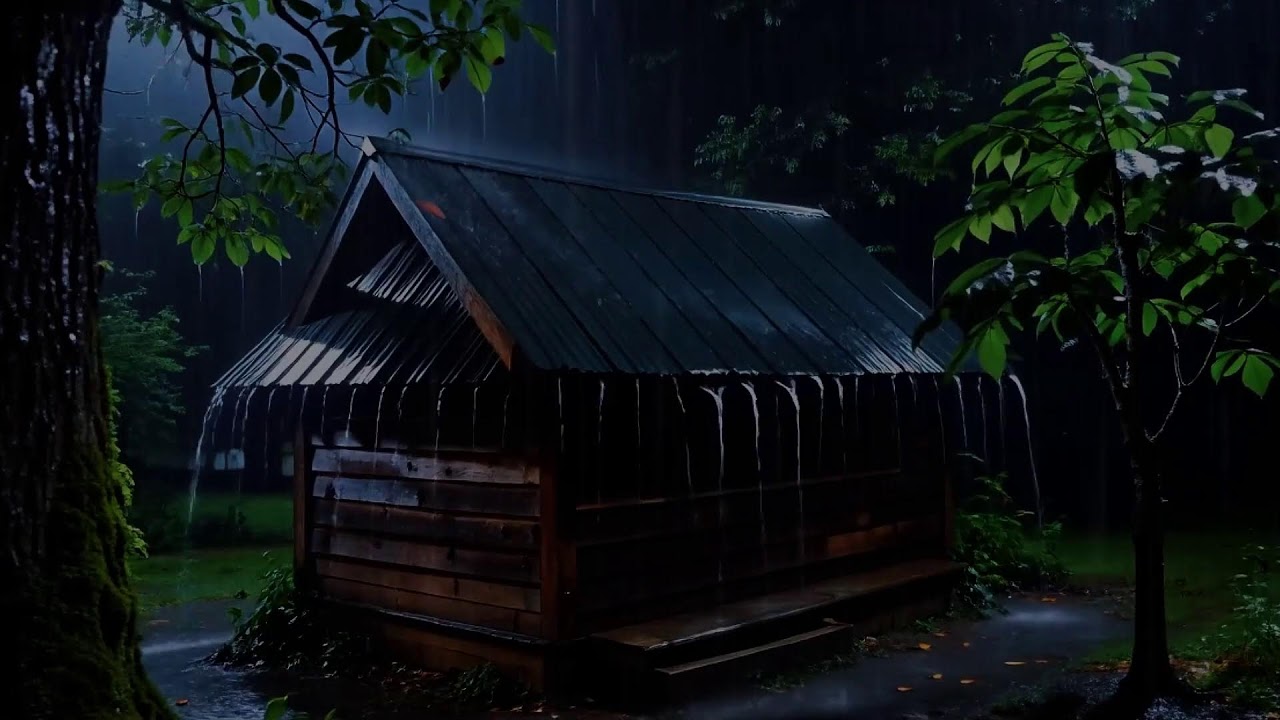 Deep Storm Ambience on Metal Rooftops with Gentle Thunder | Relaxing Rain Sounds