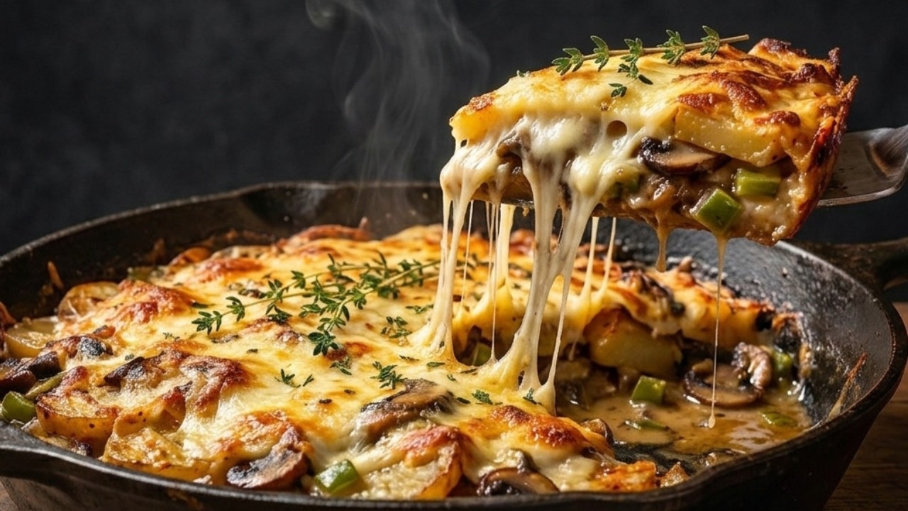 How Did This Skillet Potato Turn Golden and Cheesy?