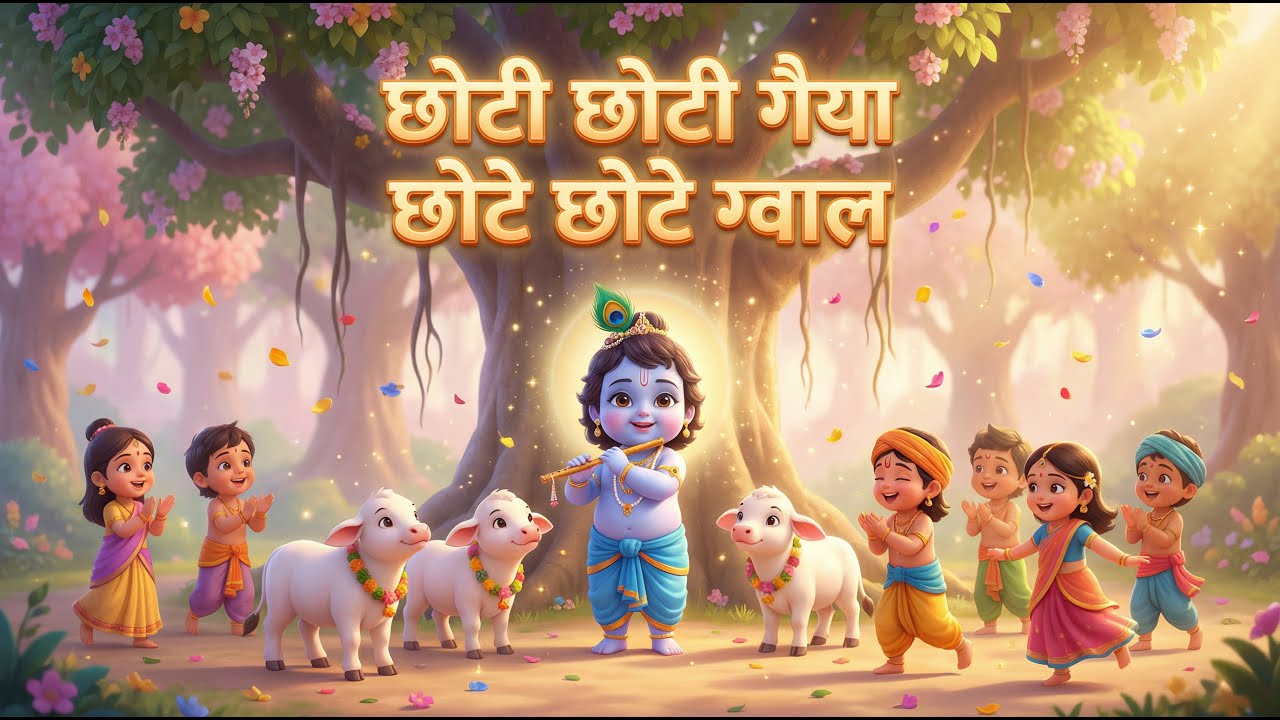 छोटी छोटी गैया 🐄| Krishna Kids Bhajan | Radhe Radhe Rhyme for Children | Nandlal Song 🐄💙