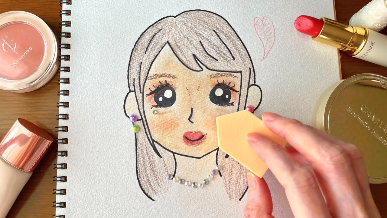 【ASMR】紙に描いた顔にメイク💓視覚×聴覚を癒す音 / Drawing Face Makeup on Paper Relaxing Visual & Sounds【睡眠導入・音フェチ】