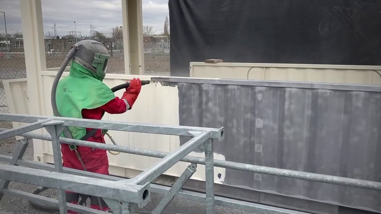 sandblasting shipping containers