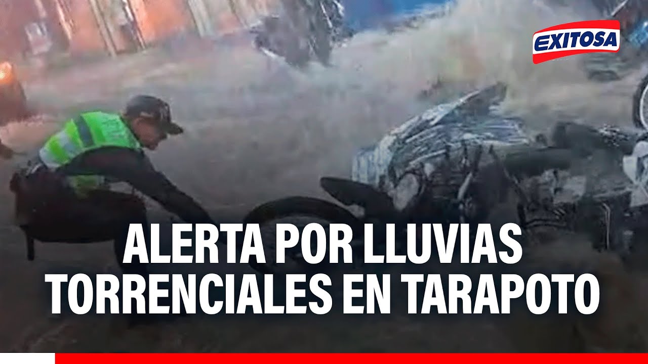 🔴🔵 Lluvias torrenciales inundan la ciudad de Tarapoto: Fuerza del agua terminó arrastrando motos