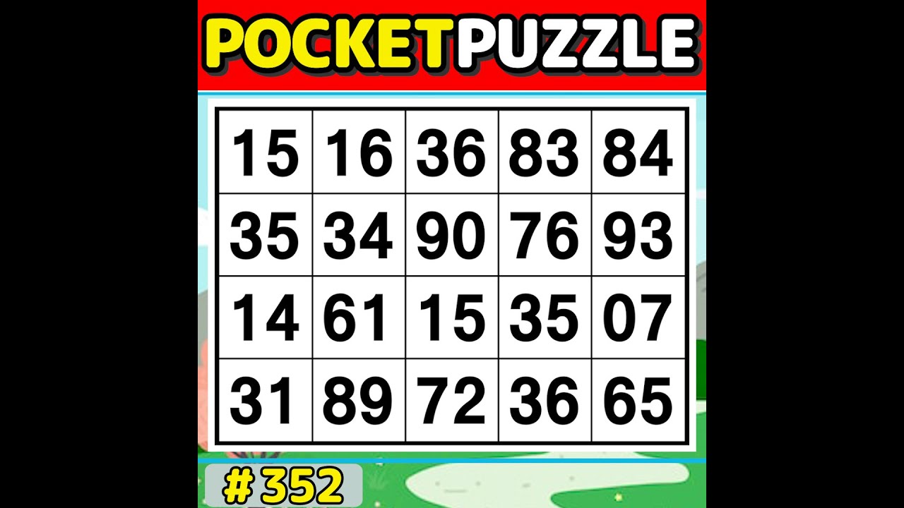 【Pocket Puzzle】 Activate your brain! 《Number Search|Brain training》 #352
