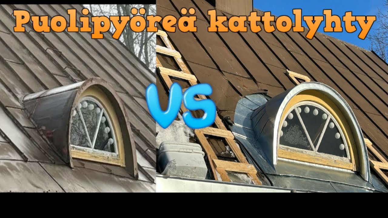 Omakotitalon puolipyöreä kattolyhty peltisepäntyönä