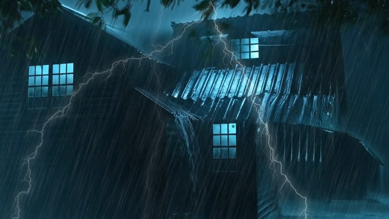 Strong Rainfall with Thunder | 1 Hour Relaxation Audio