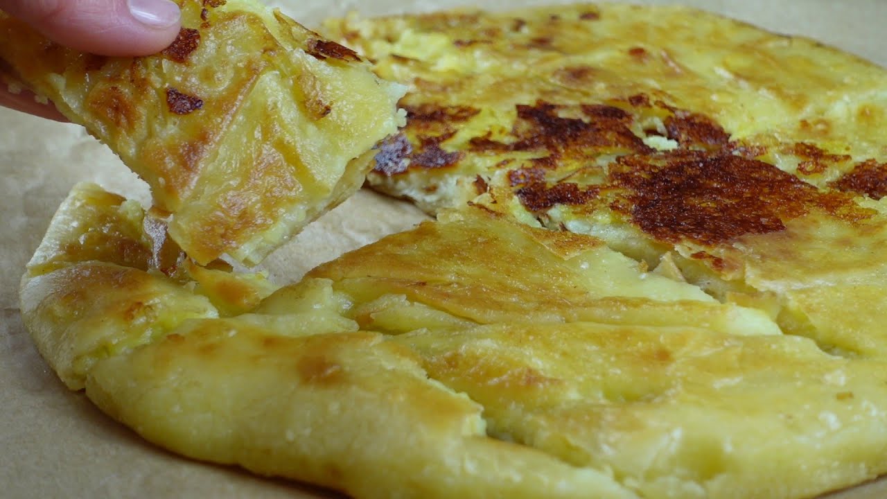 Сырный картофельный хлеб, запеченный на сковороде с медовым соусом. Без духовки, дрожжей,  яиц.