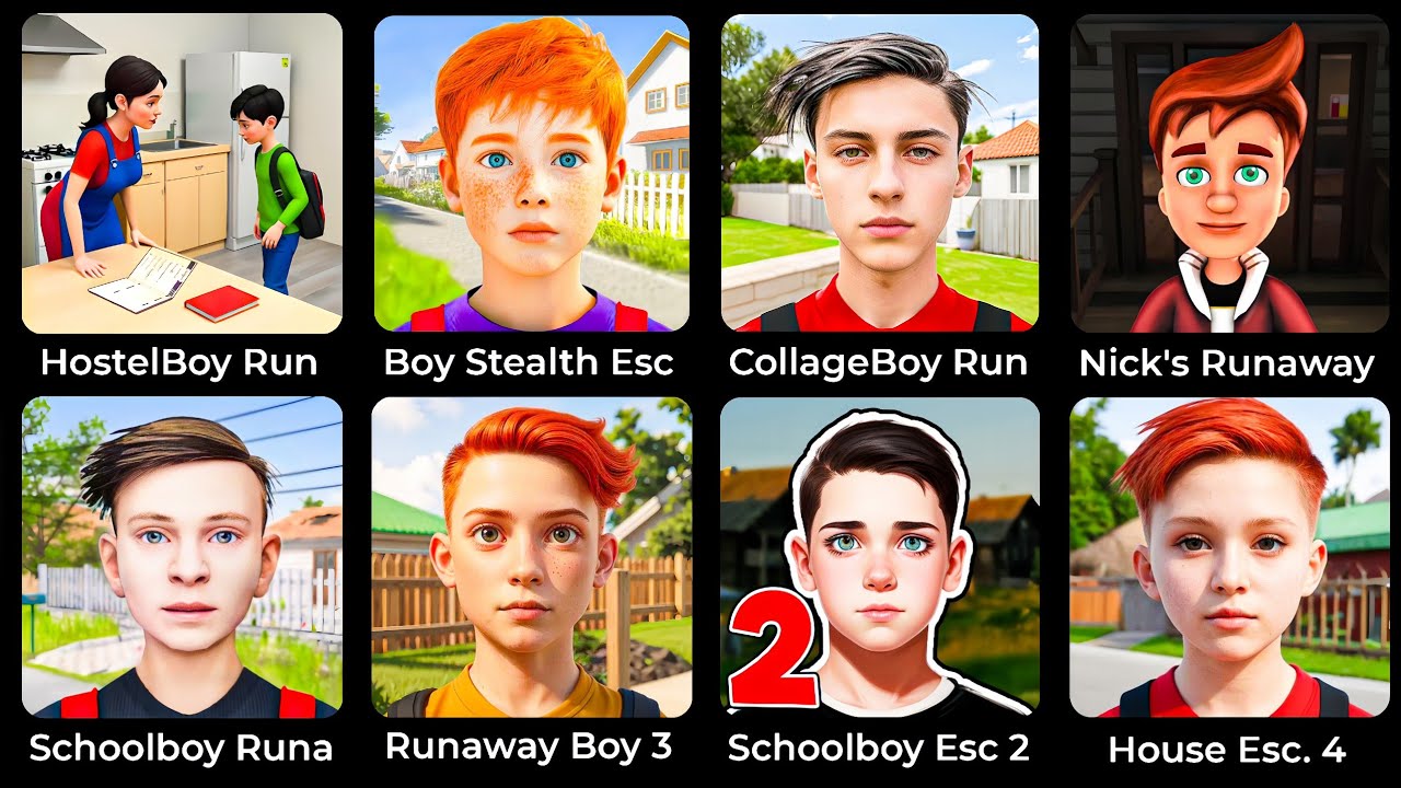 Schoolboy Runaway Stealth, Schoolboy Escape 2:Village, Boy Stealth Escape: Runaway, Nicks Runaway