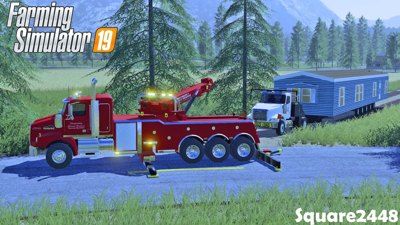 Winching Out Mobile Home Hauler | Broken Down Dump Truck | Heavy Rescue | 50 Ton Rotator | FS19